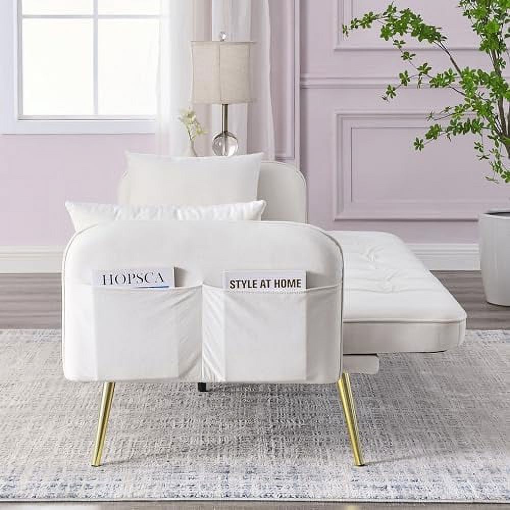 Black Convertible Folding Linen Fabric Futon Sofa Bed with Adjustable Backrest and Metal Legs H35190