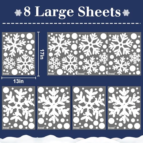 Extra Large White Snowflake Christmas Window Clings W2062