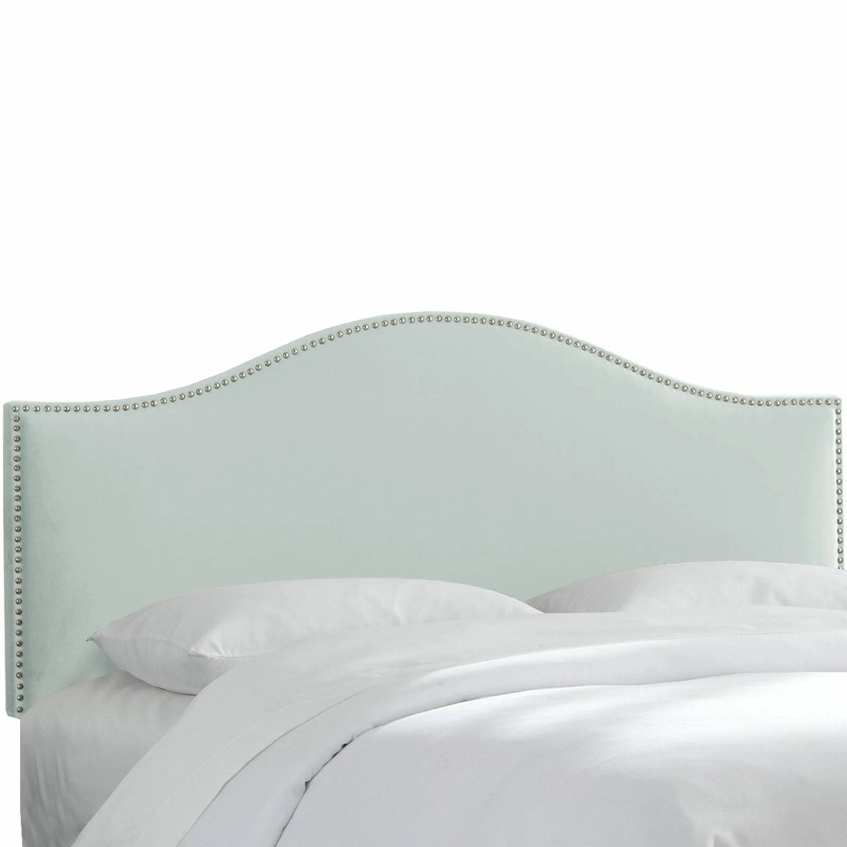Twin Blue Velvet Nail Button Headboard C8904