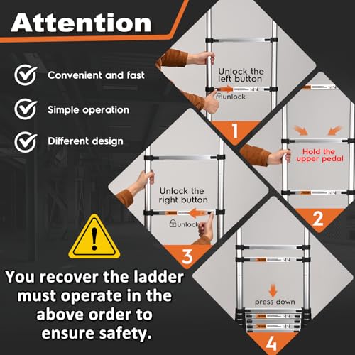 12.5 FT Aluminum Telescoping Ladder 330lbs W69286