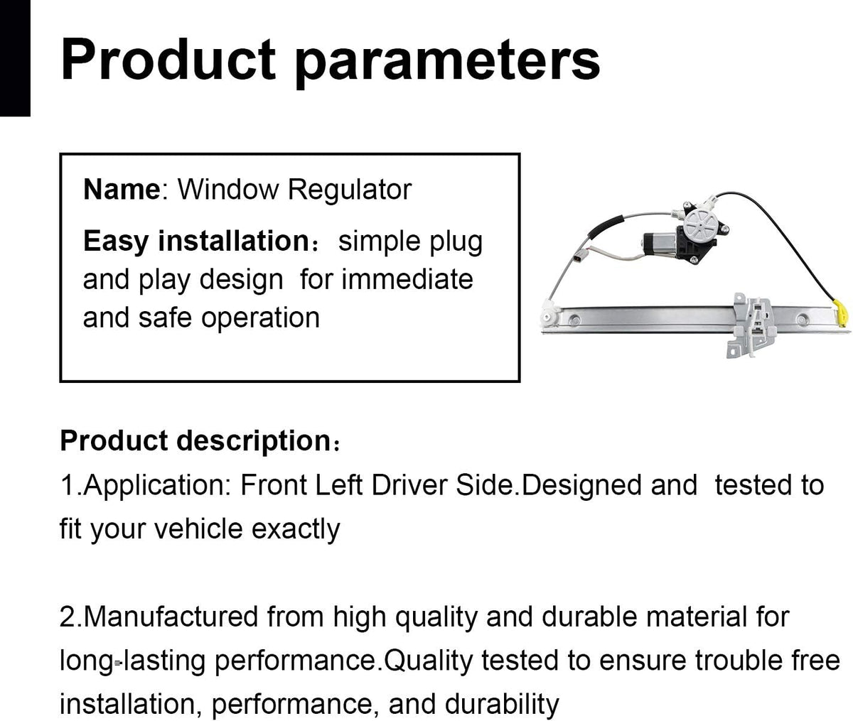 Front Passenger Side Power Window Regulator with Motor Assembly Pack of 2 E828848