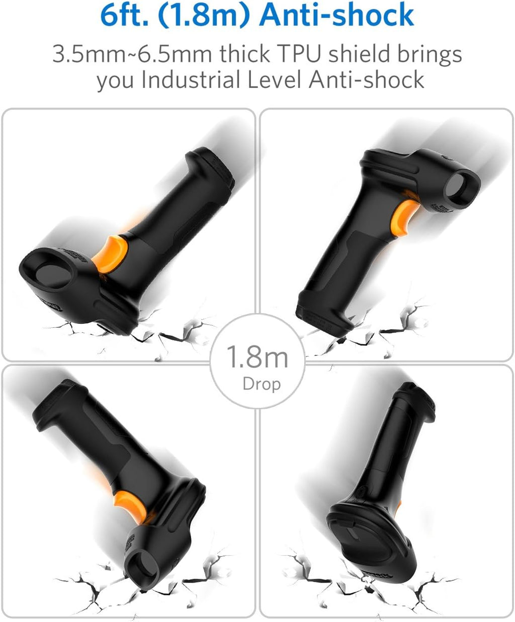 Wireless Barcode Scanner with 2600mAh Battery, 35M Range X384
