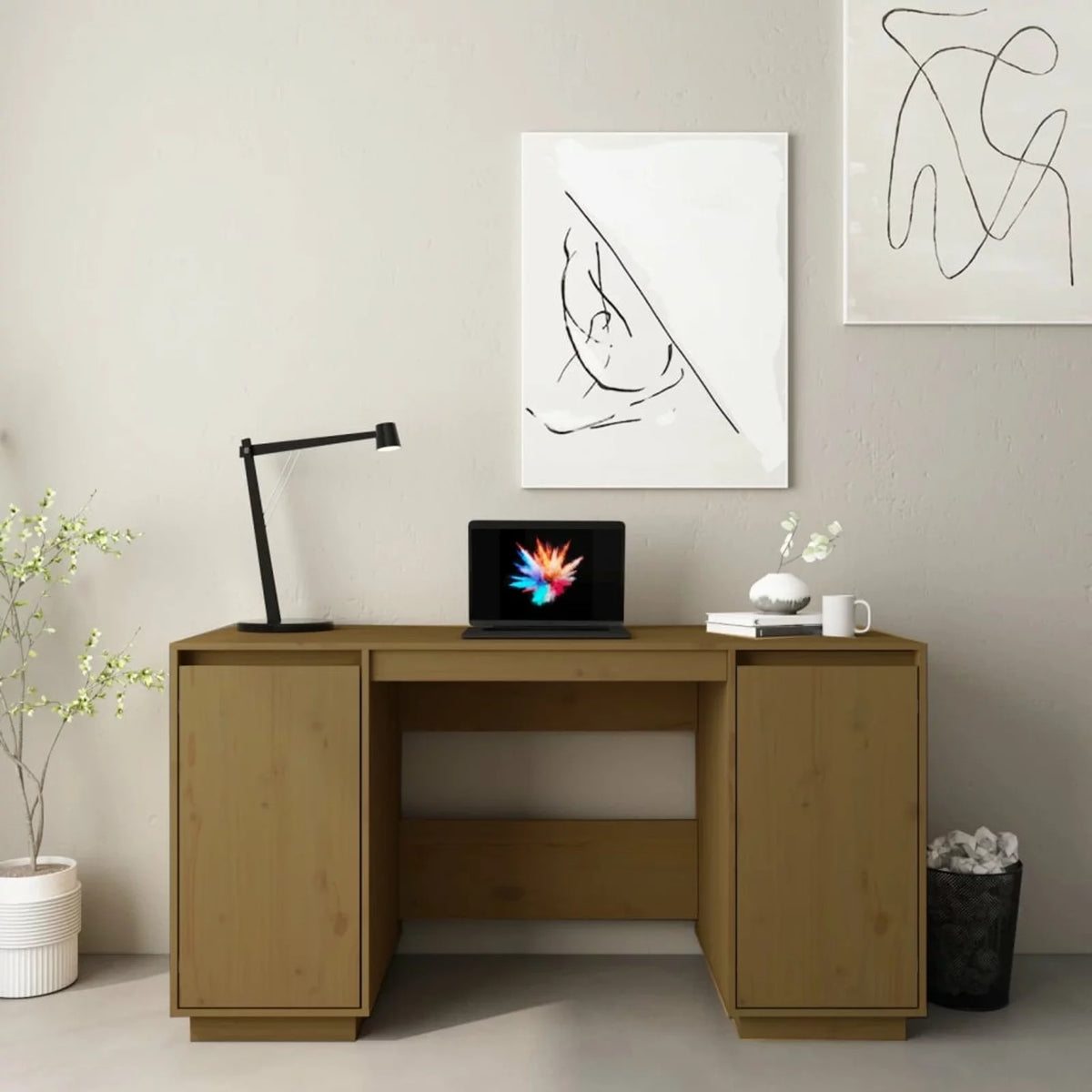 Computer Desk with 2 Door Cabinets F504