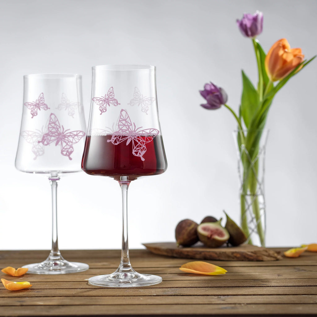 European Crystal Stemmed Red Wine Glass Set of 2 N732
