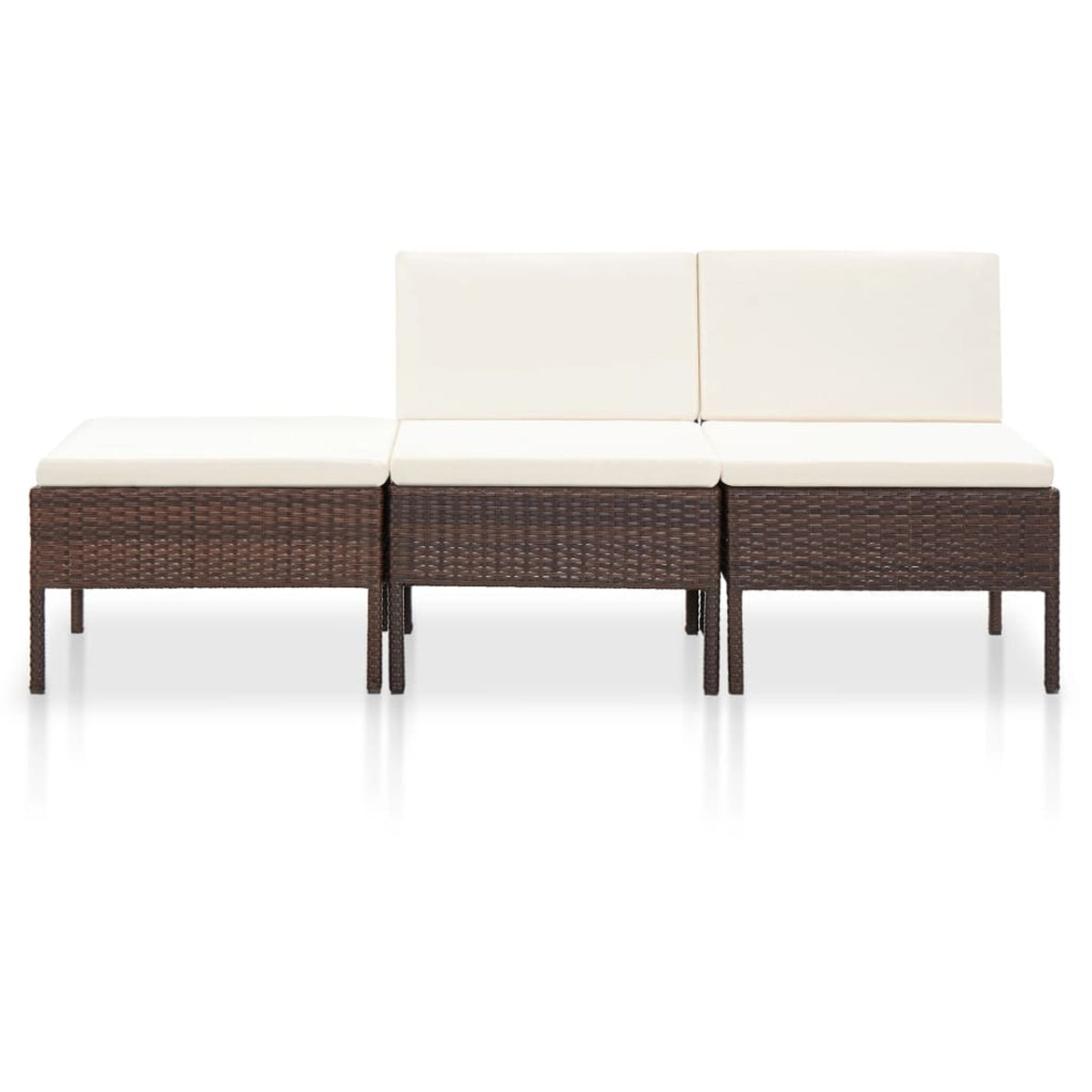 3 Piece Outdoor Sectional Sofa Set with Cushions Poly Rattan Steel Frame O56265