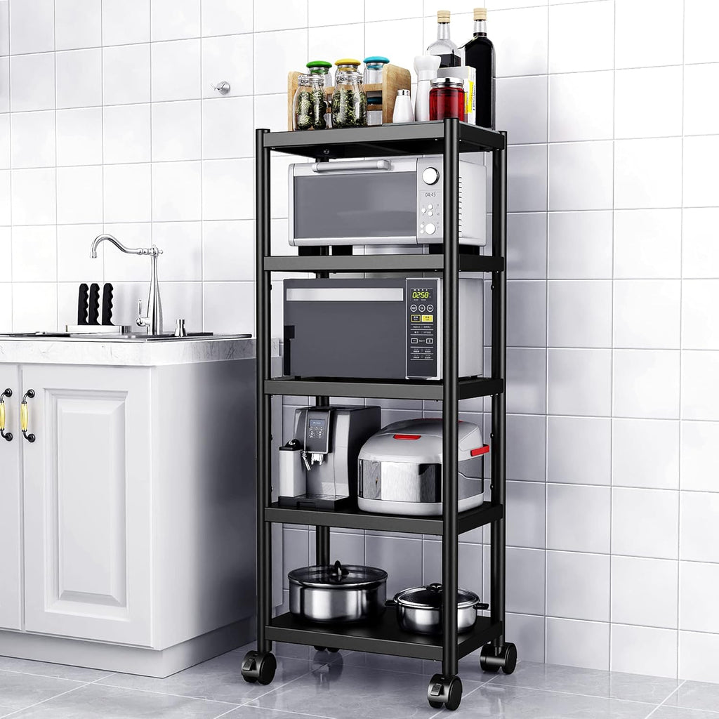 4 Tier Stainless Steel Kitchen Storage Shelf on Wheels Z53997