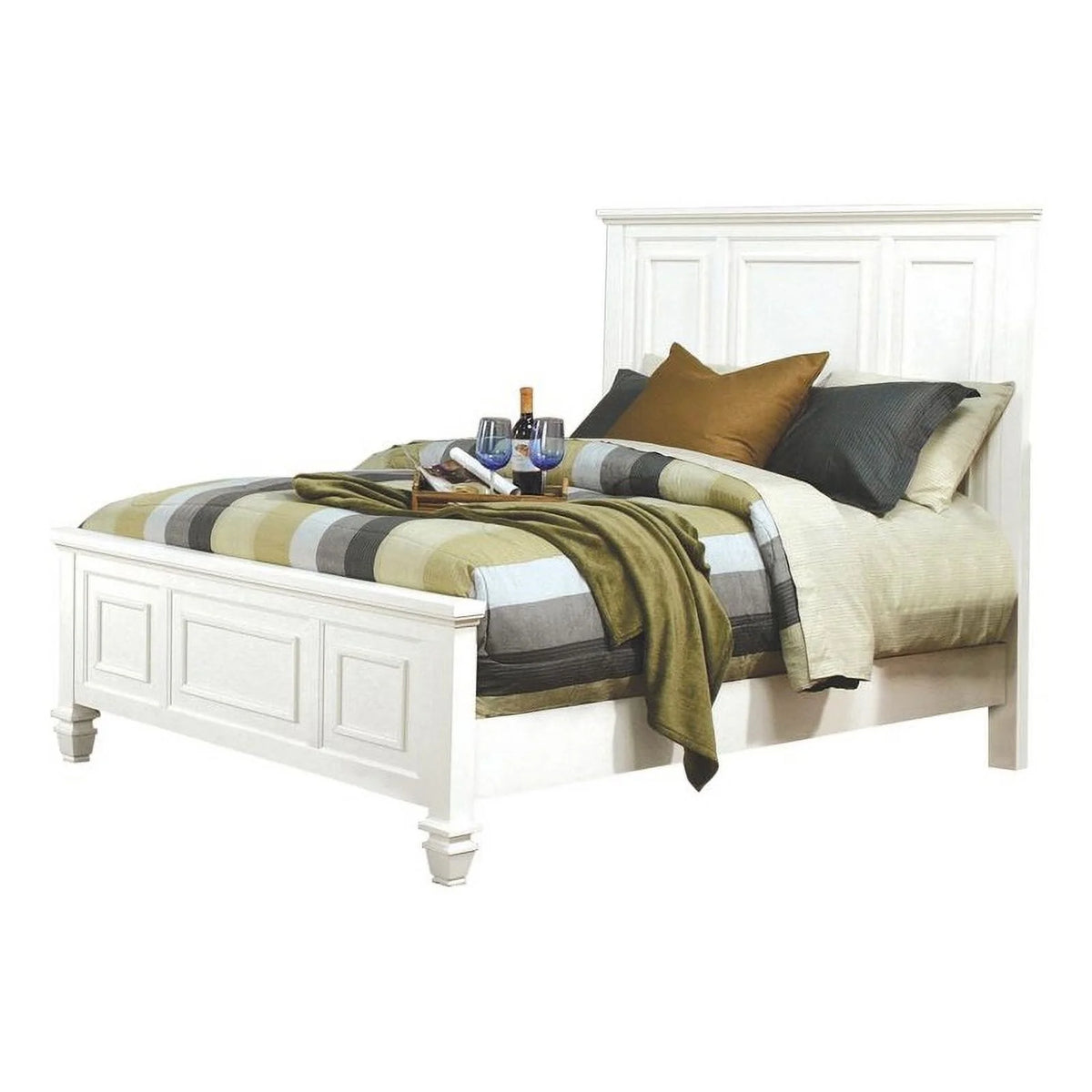 White Wood Queen Panel Bed Q724939