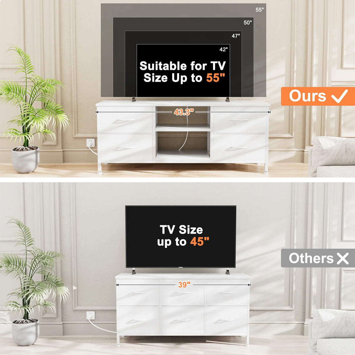 White 4 Drawer Dresser TV Stand C456695