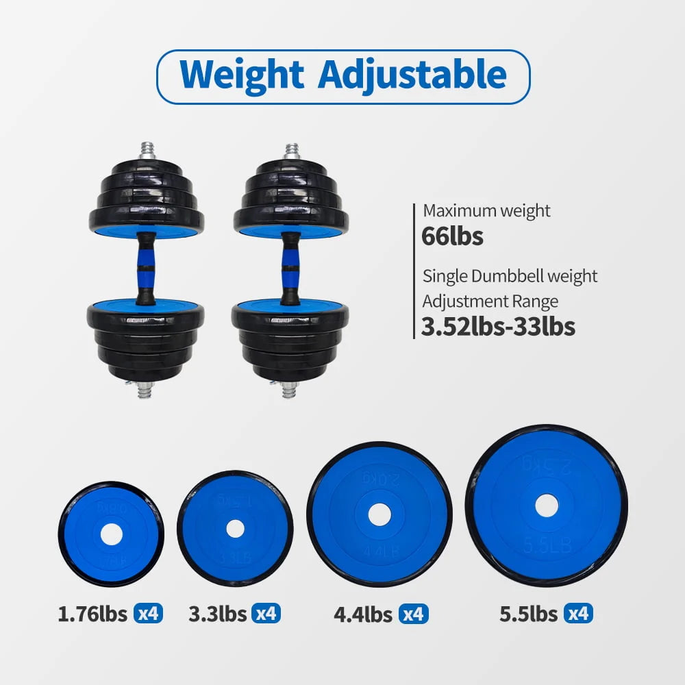 88 Lbs Adjustable Dumbbell Set with Connecting Rod P90913