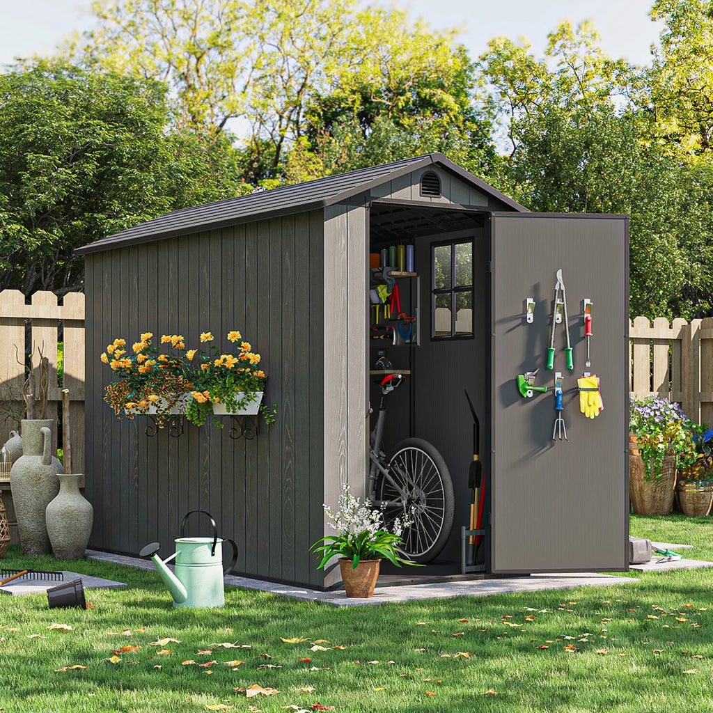 4x8 Resin Storage Shed with Lockable Doors T846