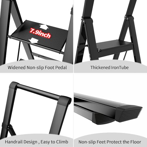5 Step Aluminum Folding Ladder 300 lbs Capacity H209571