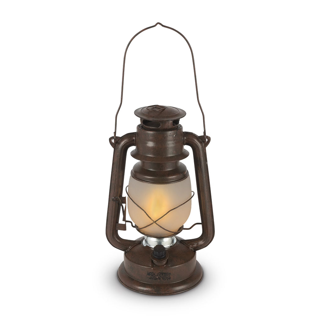 Brown Hurricane-Style Camping Lantern with LED Lights and Dimmer Switch B8463