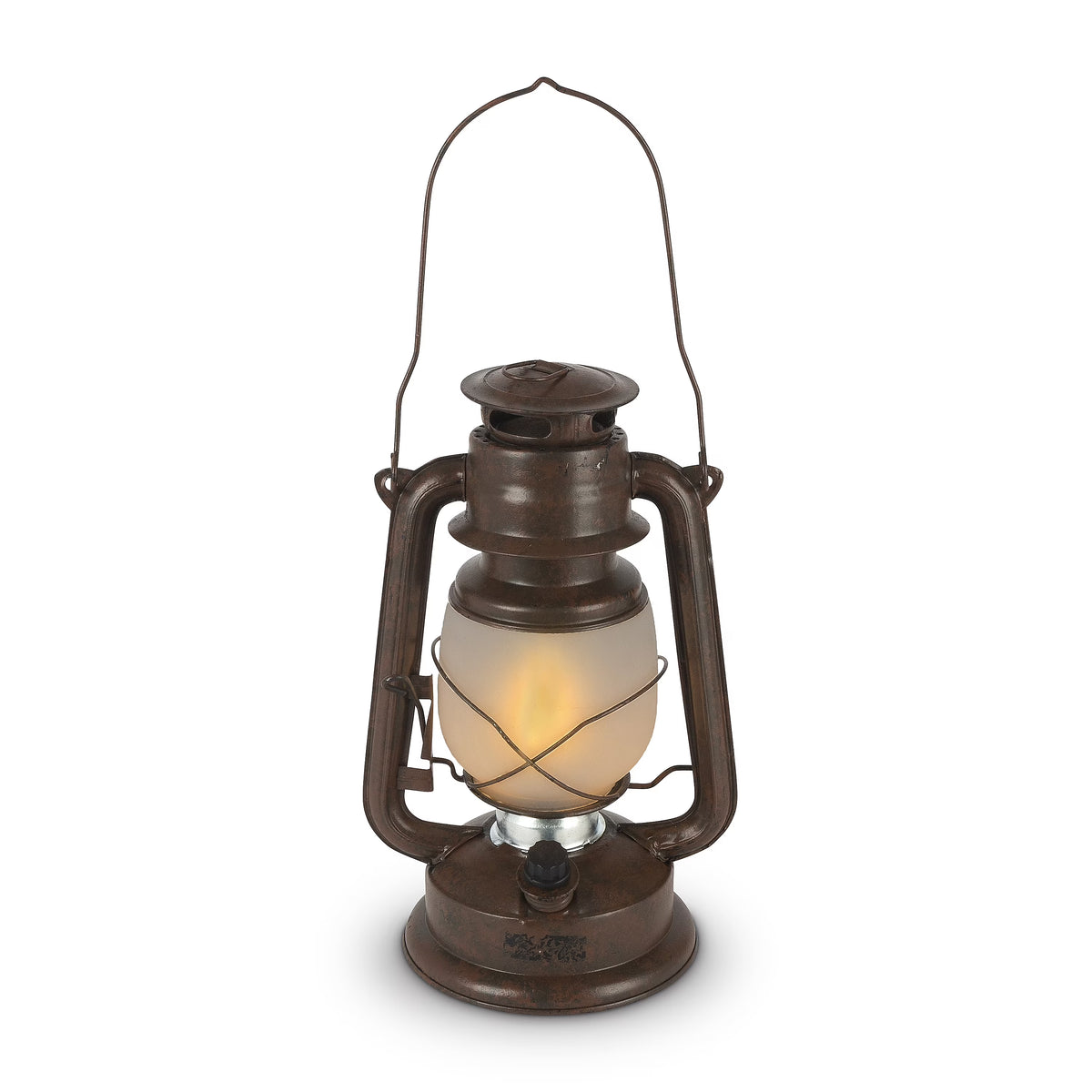 Brown Hurricane-Style Camping Lantern with LED Lights and Dimmer Switch B8463