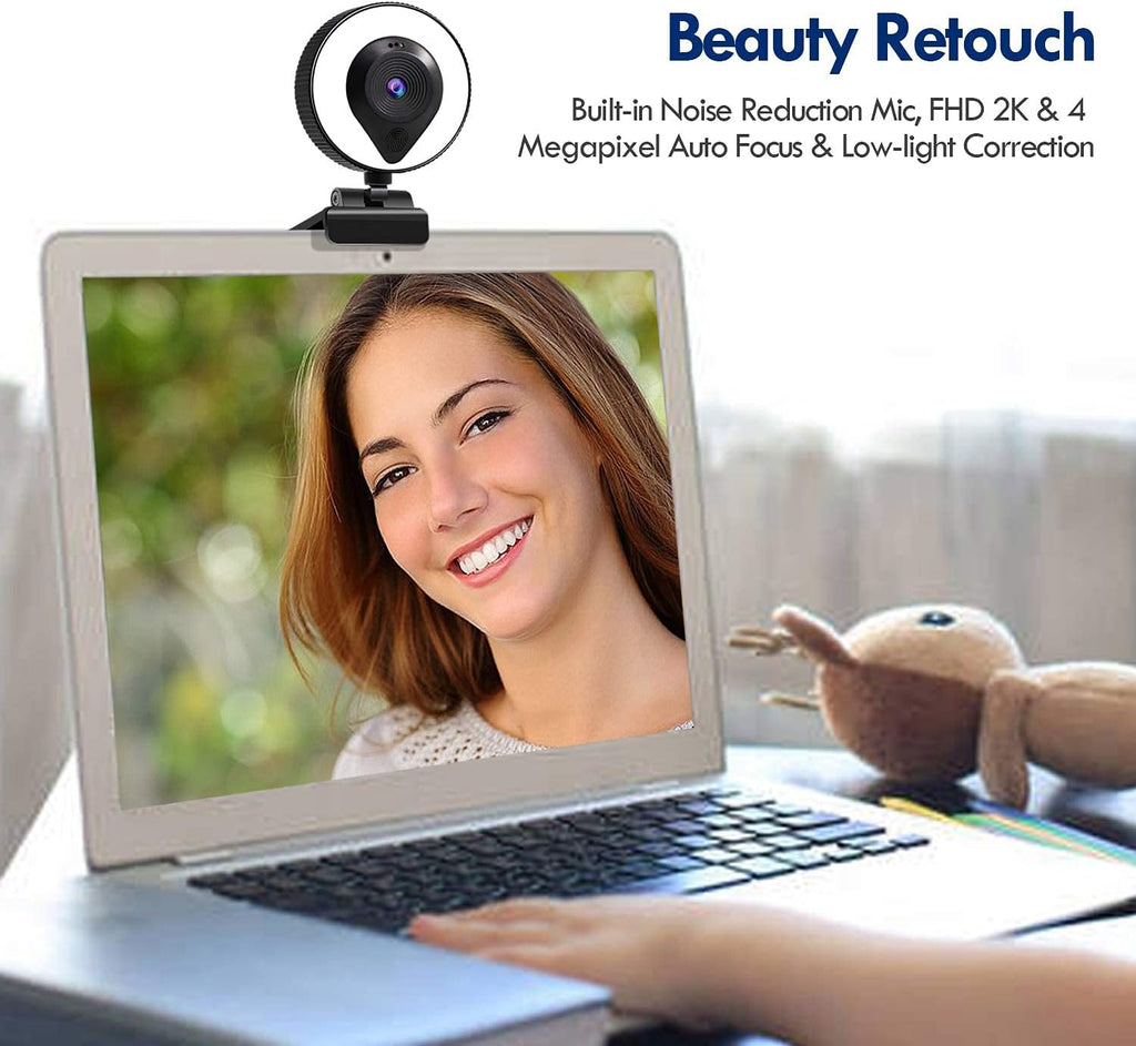 HD Webcam with Microphone Ring Light and Tripod L2450