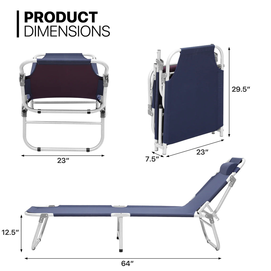 Navy Blue Portable Folding Camping Cot with Pillow and Carry Bag E2915