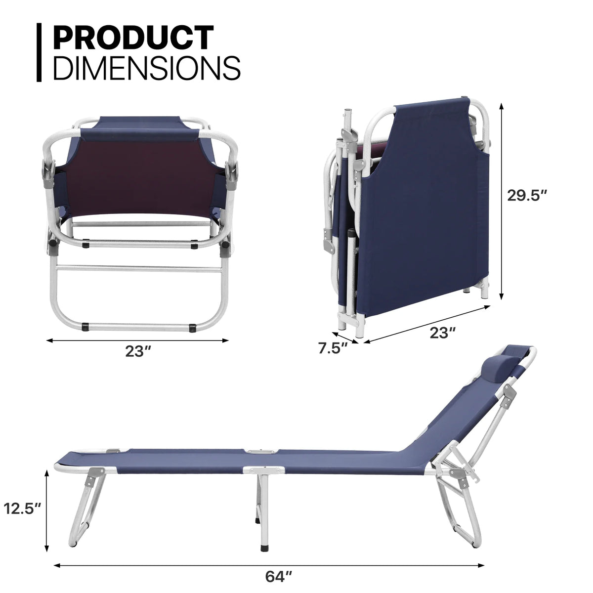 Navy Blue Portable Folding Camping Cot with Pillow and Carry Bag E2915