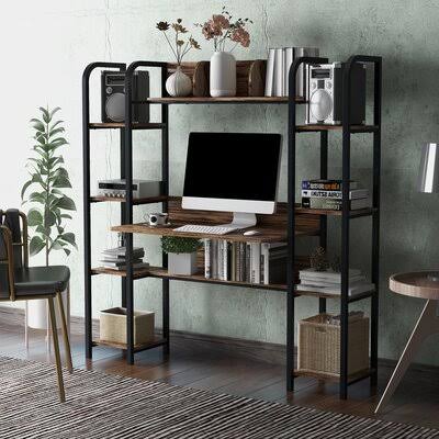 Home Office Desk with Hutch and Bookcase Set X97468