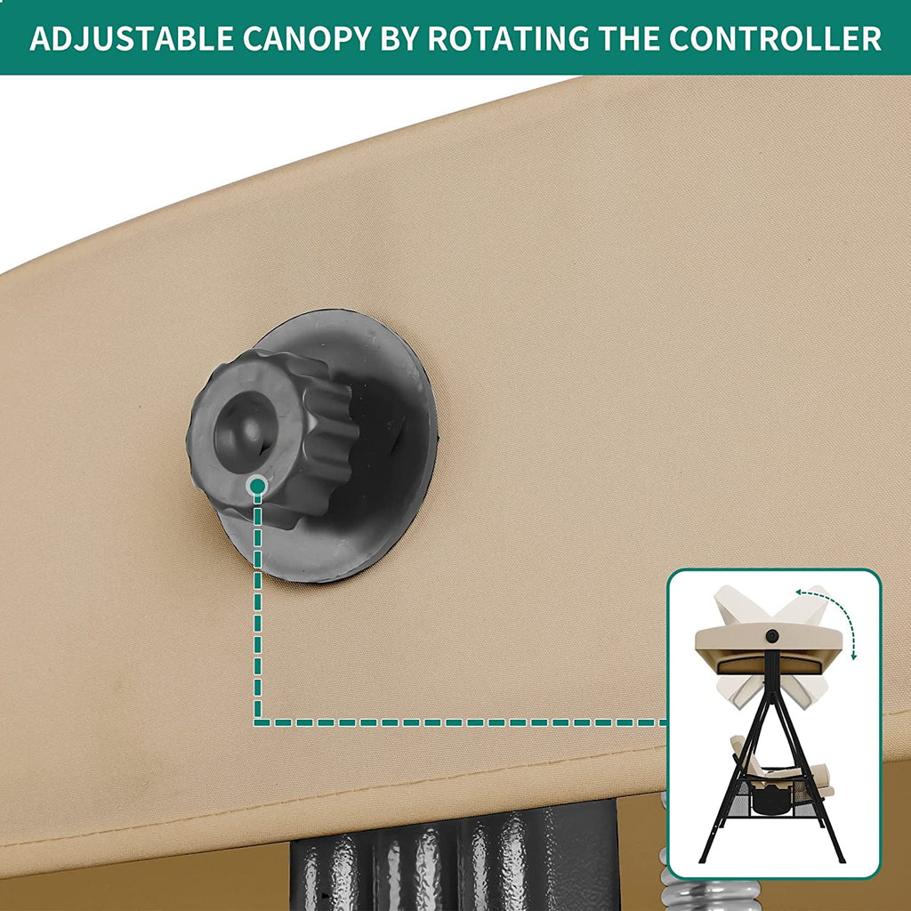 3 Person Outdoor Patio Swing Chair with Adjustable Canopy and Cushion P345