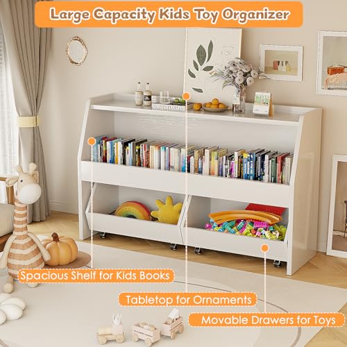 2 Tier Toy Storage Organizer with Movable Bins L551274
