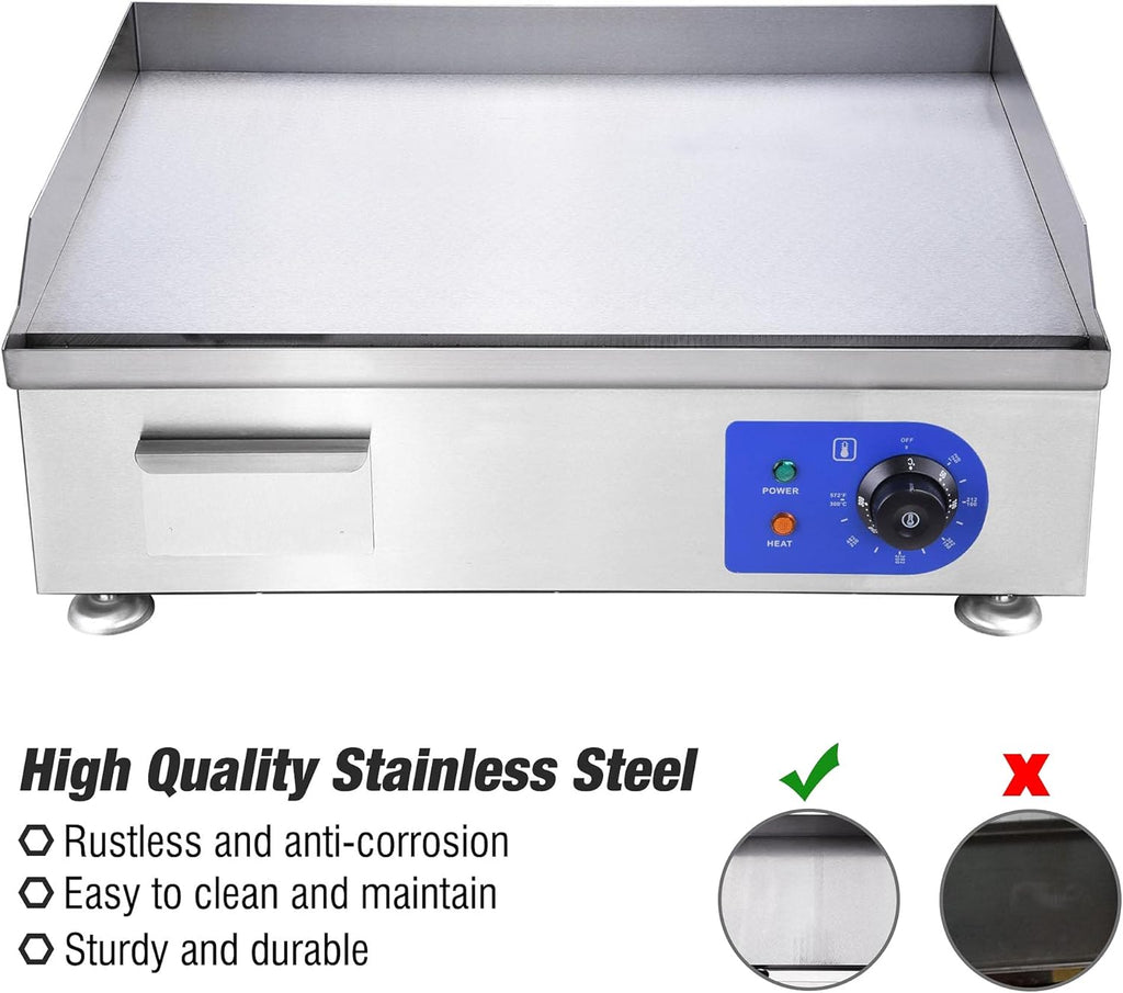 24" 2500W Electric Countertop Griddle Stainless Steel V94647
