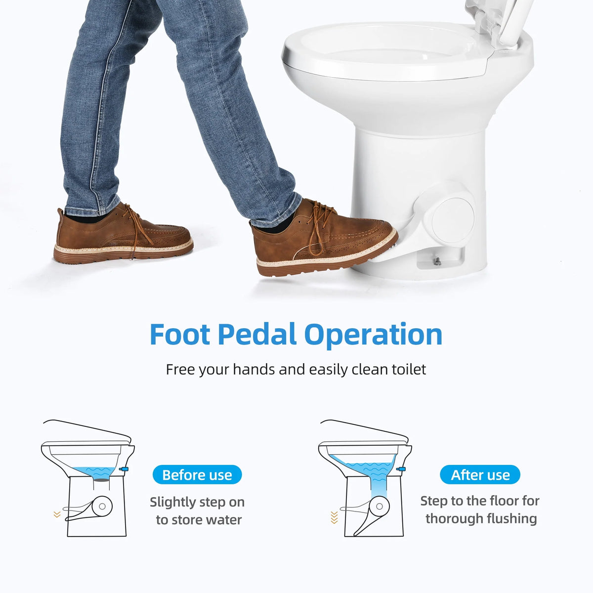 Portable RV Toilet with Pedal Flush White N74468
