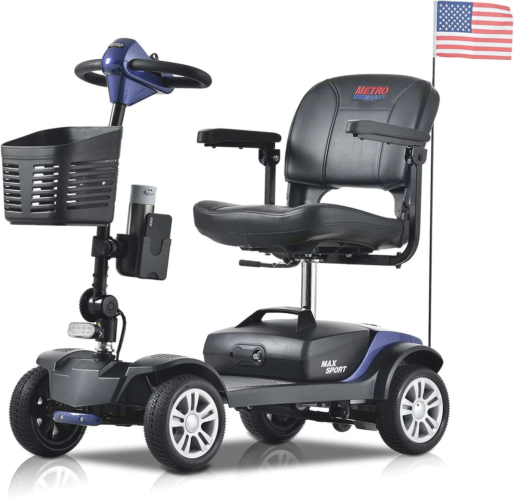 4 Wheel Collapsible Electric Mobility Scooter Purple D7204