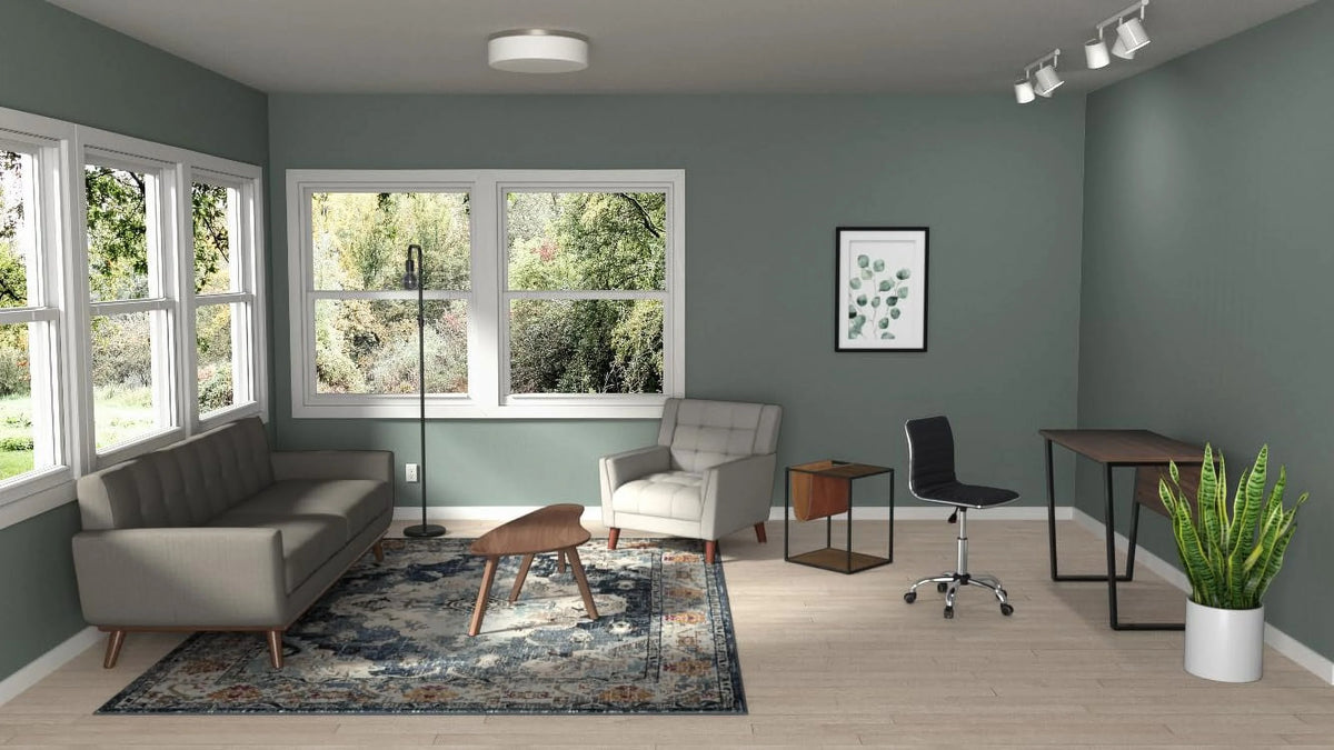 Home Office Computer Desk with Wooden Top and Metal Legs J948