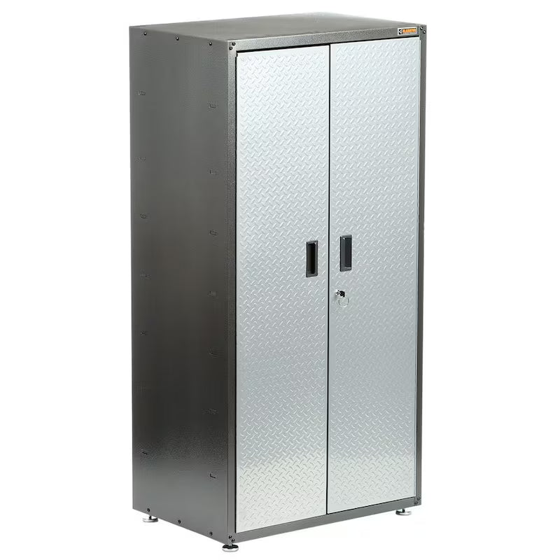 Steel Freestanding Garage Cabinet in Silver Tread E5295