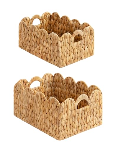 Scalloped Wicker Basket with Handles, Set of 2 N347417