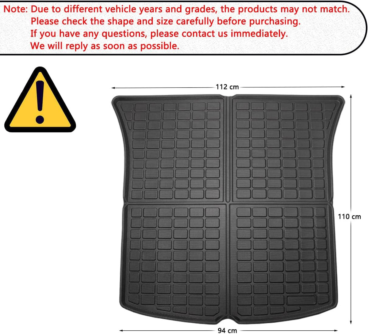 Black TPO Cargo Liners Trunk Mats Z4752