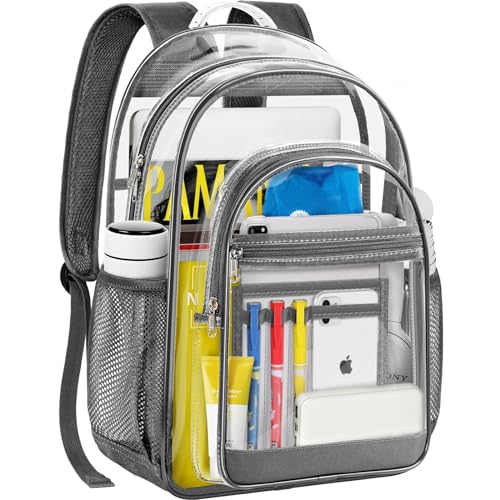 Gray Clear Backpack with Reinforced Bottom O227