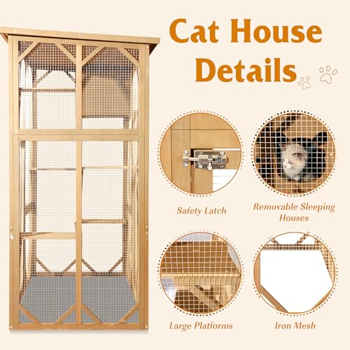 Grey Wooden Cat Enclosure with Platform F988