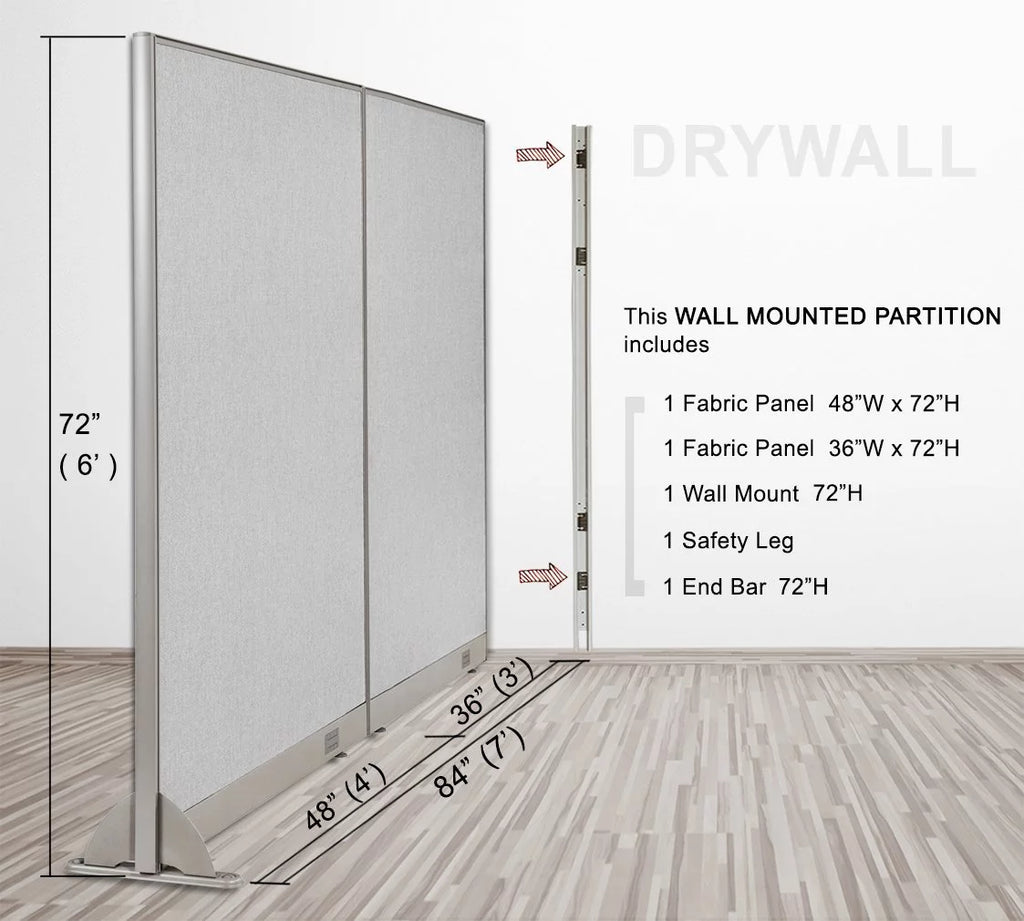 84"W x 72"H Wall Mounted Room Divider O9599