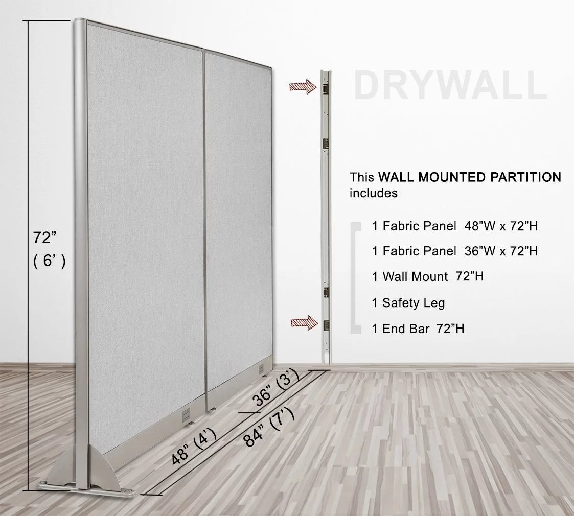 84"W x 72"H Wall Mounted Room Divider O9599