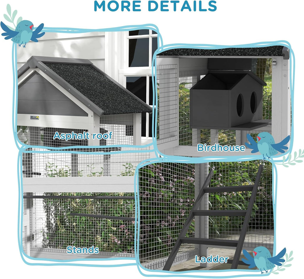 Gray Wooden Bird Cage with Slide-Out Tray A534