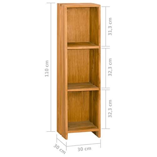 Solid Wood Teak Bookshelf with 2 Shelves W7636