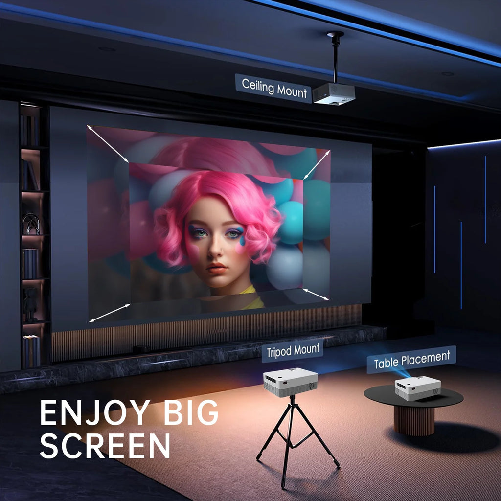 5G WIFI Bluetooth Mini Projector with Native 1080p Support 4k resolution E34976