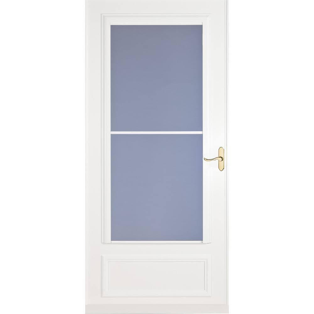 White Mid-View Wood Core Storm Door X624