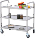 3 Tier Stainless Steel Utility Cart with Wheels K7245