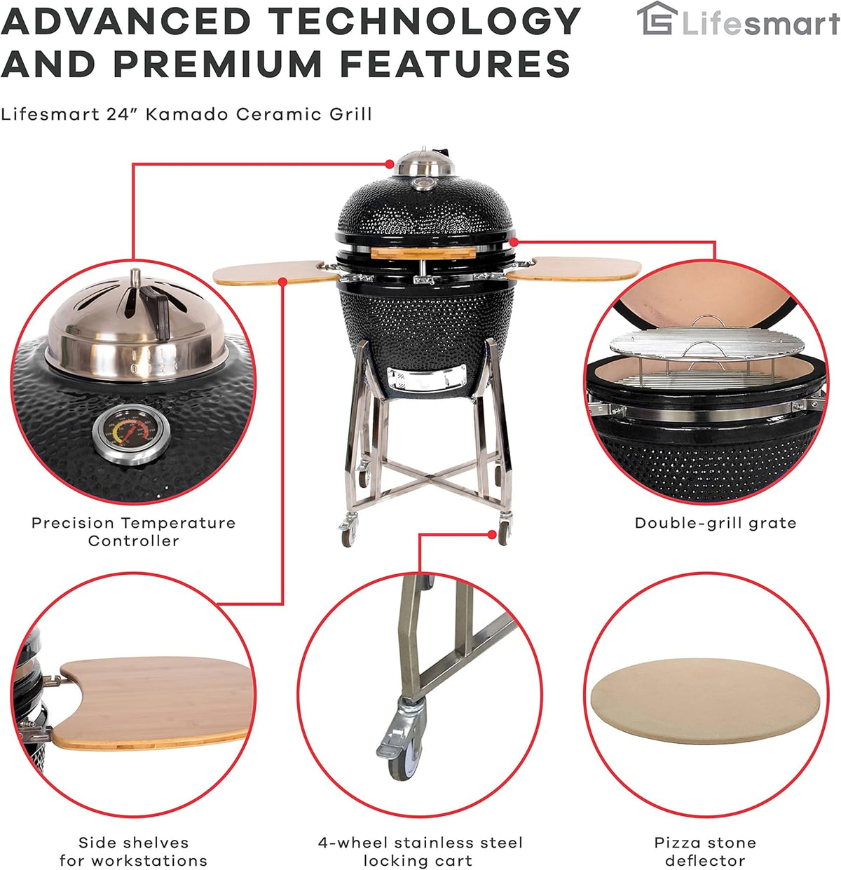 15 Kamado Grill with Stainless Steel Cart U8678