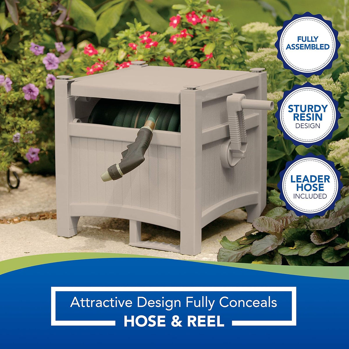 Resin Outdoor Storage Reel with Crank Handle and Lid N427629