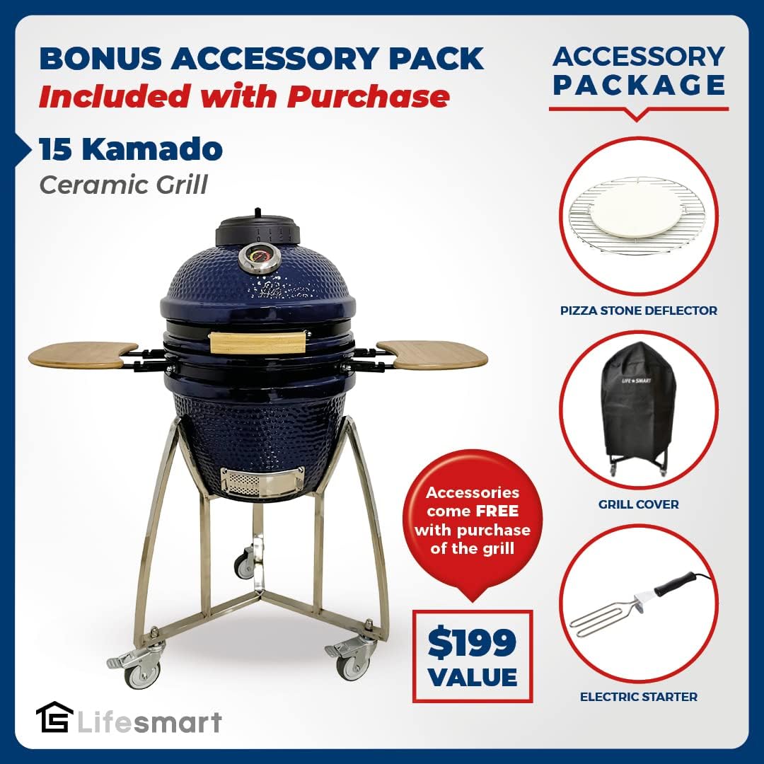 15 Kamado Grill with Stainless Steel Cart U8678