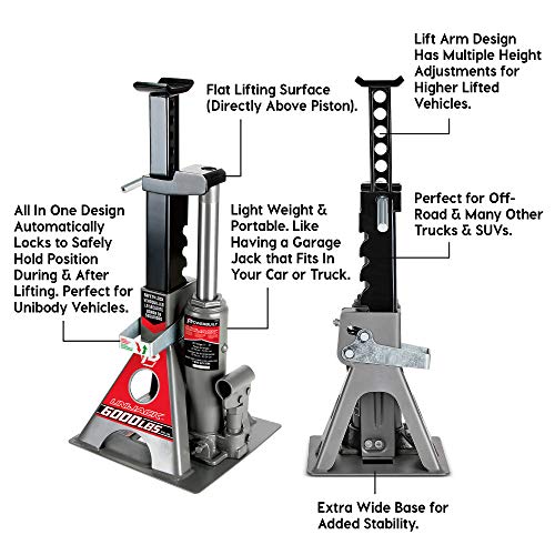 3 Ton 6000 Pound Capacity Bottle Jack and Jack Stands J969