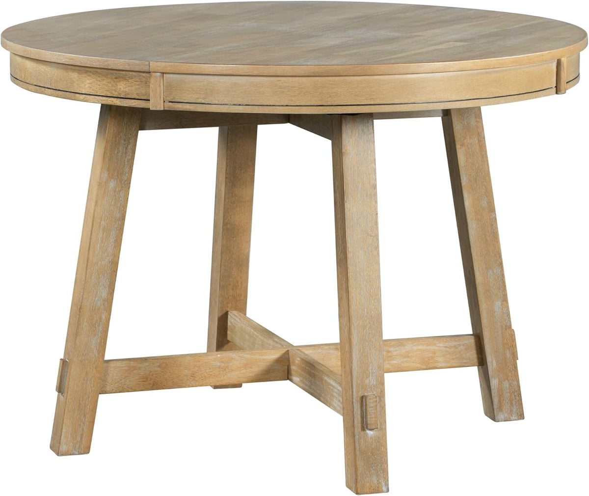 Natural Wood Wash Round Extendable Dining Table with Leaf S6255