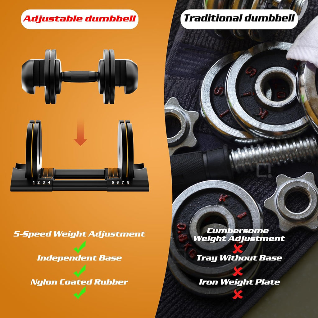 2PCS 52lb Adjustable Dumbbell Set L710