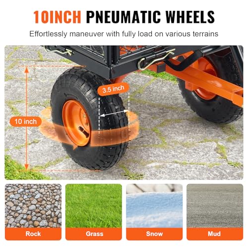 400lbs Steel Garden Dump Cart with Removable Sides S8711