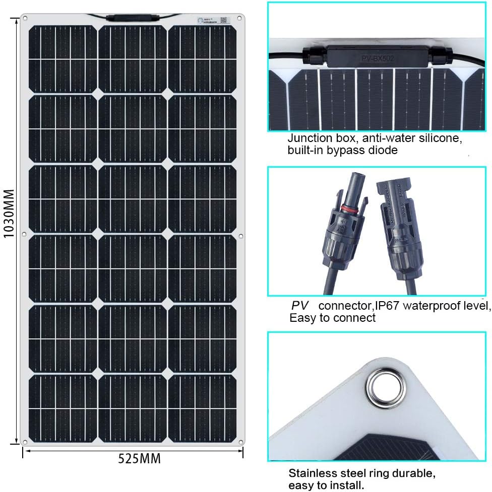 100W 12V Monocrystalline Flexible Solar Panel Kit A82971