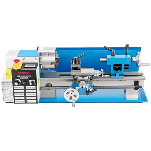 7"x14" 550W Variable Speed Metal Lathe with 3-jaw Chuck Digital Display J1935