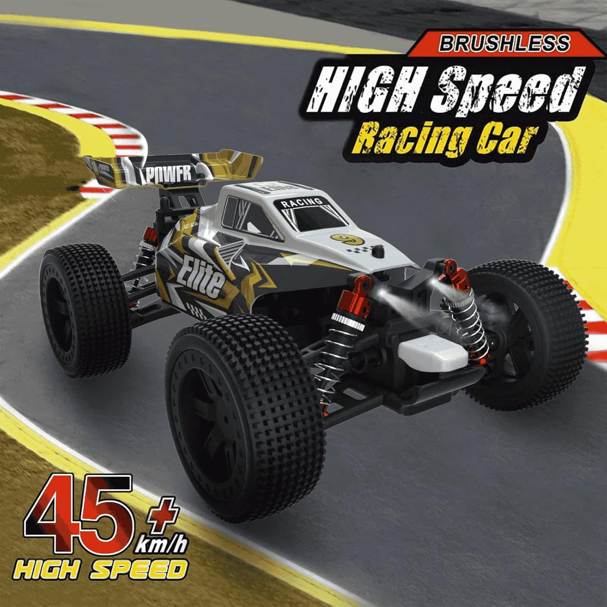 Remote Control Car 4WD High Speed 45Km/h All Terrain RC Monster Truck Yellow B81386