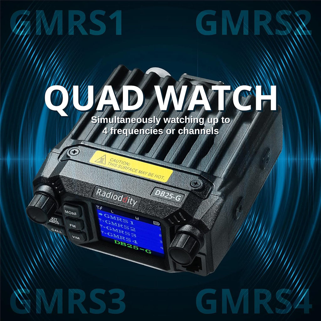 GMRS Mobile Radio, 25 Watts, Dual Band Scanning Receiver L25135